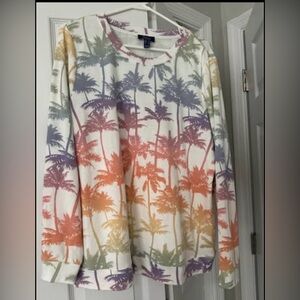 D&co Rainbow Palm Tree Long Sleeve Top Shirt NEW XL X Large